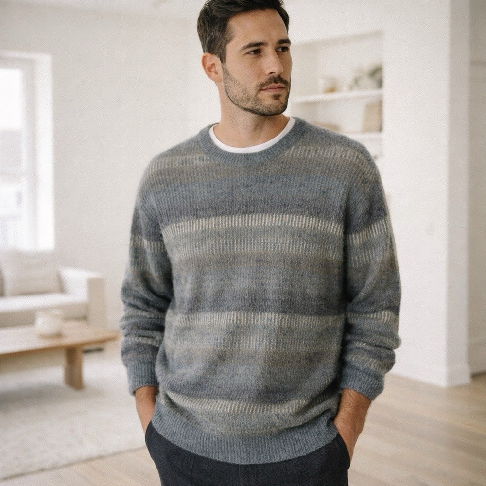 Ermenegildo Zegna Italy Wool Mohair Striped Sweater Men's XXL $795